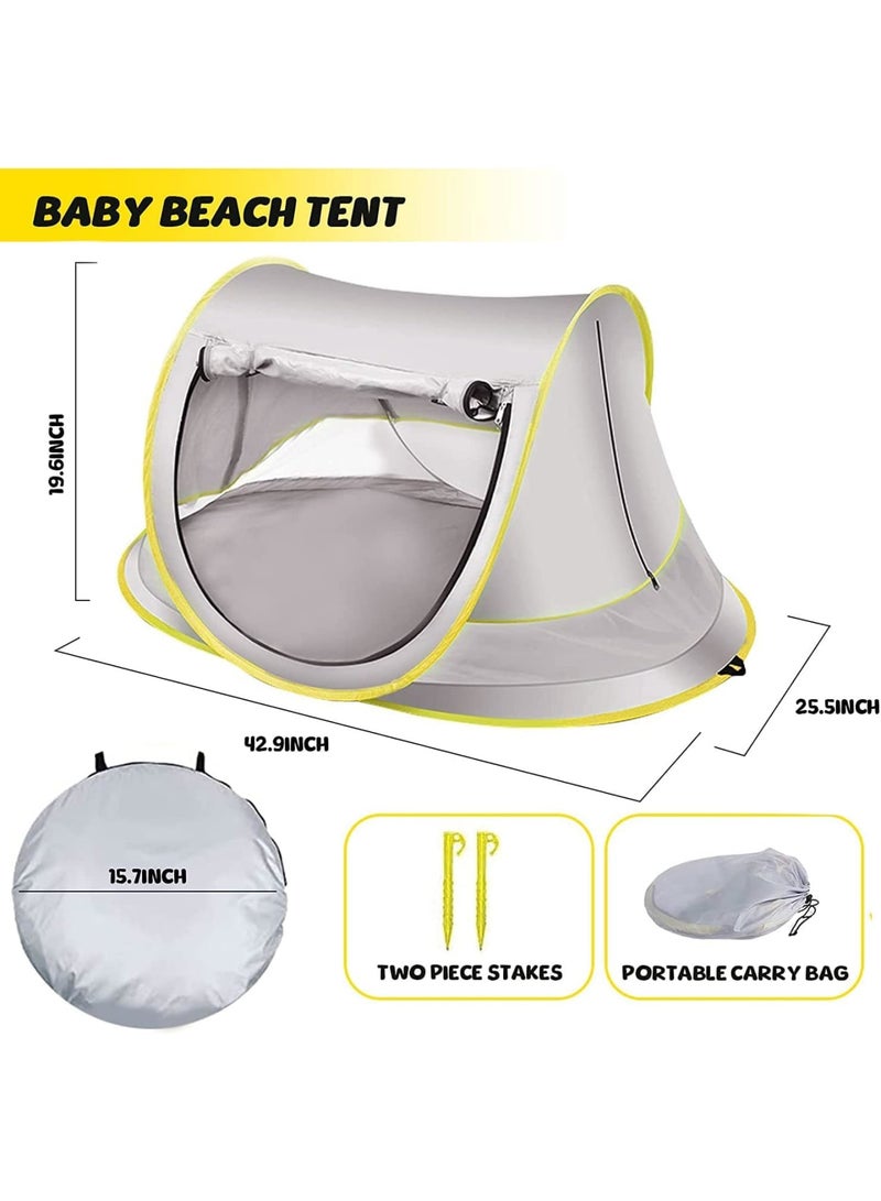 SOLARAE Baby Beach Tent, Pop Up Sun Shade, Kids Game Tent Portable Pop Up Outdoor UPF 50 with Mosquito Net, Kid Outdoor Camping Sunshade, for Infant, Kids Outdoor Travel, Camping - Image 2
