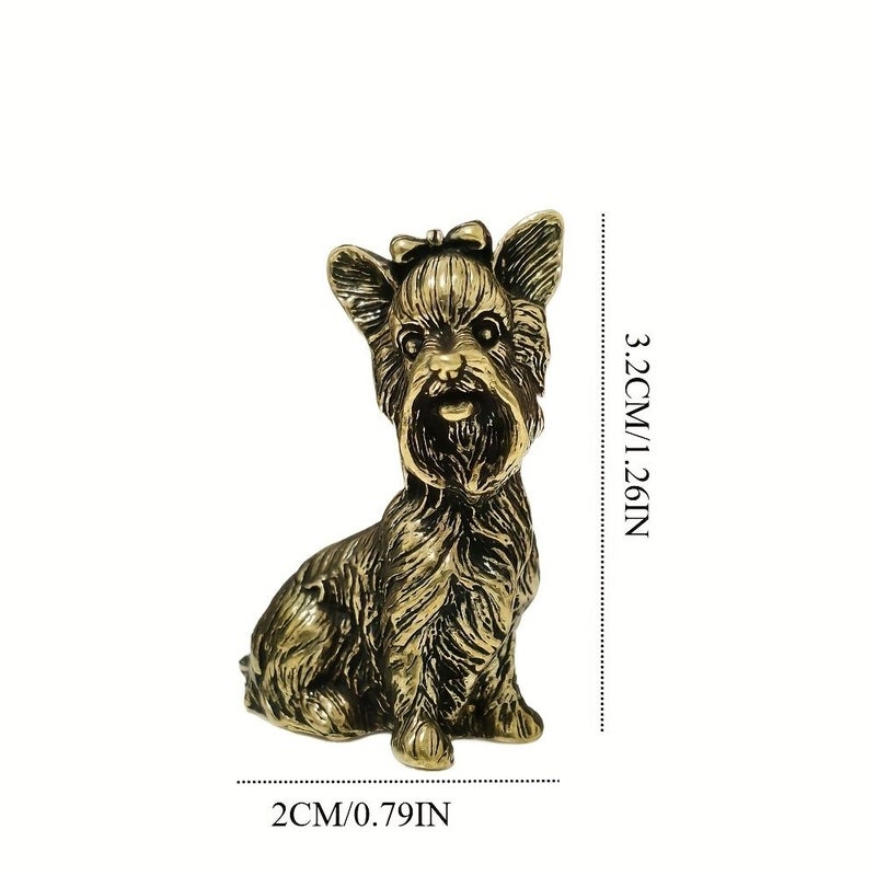 Vintage Schnauzer Brass Dog Statue Home Car Office Decoration Crafted Gift - Image 4