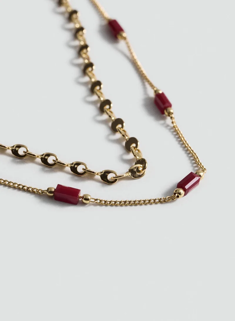 MANGO Double-Chain Crystal Necklace