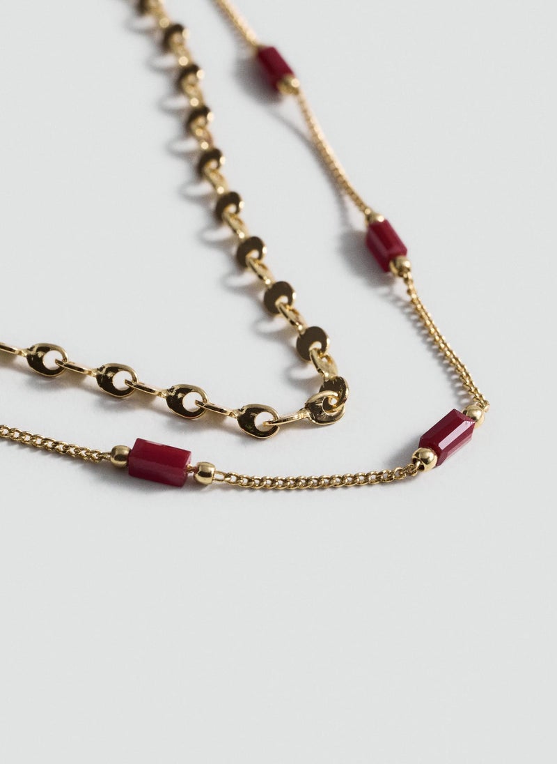 MANGO - Double-Chain Crystal Necklace - Image 1