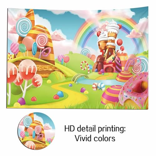 Qian Lollipop Backdrops Cartoon Candy Photo Rainbow Studio Props Booth Baby Birthday Party Photography Background Vinyl 5x3FT ly020 - Image 4