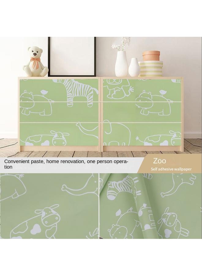 Bluejw Moisture-proof Self-adhesive Pvc Wallpaper Self-adhesive Bedroom Student Cartoon Plaid Wallpaper Cabinet Wardrobe Desktop Dormitory Sticker - Image 1