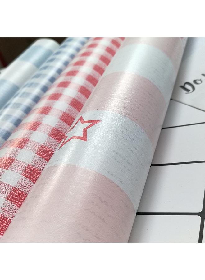Bluejw Moisture-proof Self-adhesive Pvc Wallpaper Self-adhesive Bedroom Student Cartoon Plaid Wallpaper Cabinet Wardrobe Desktop Dormitory Sticker - Image 5