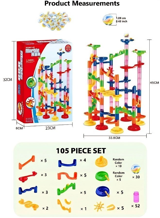 DIY 3D Marble Maze Track Building Block Set | 105-piece educational puzzle parent-child interactive toy, early childhood maze for children aged 3+, includes bonus glass ball accessories. - Image 2
