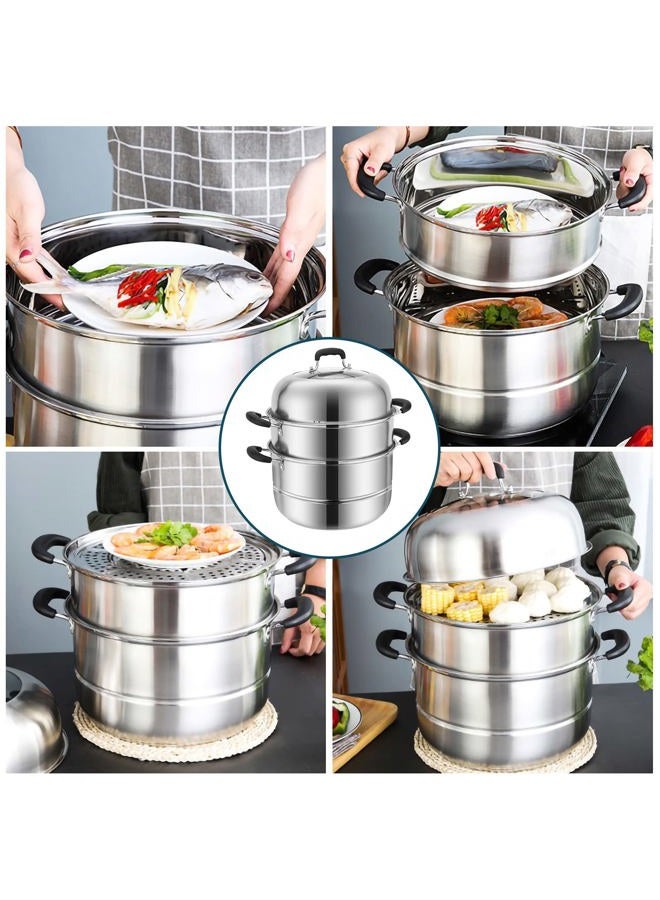 MANO Steamer Pot for Cooking 11.8 inch Steam Pots with Lid 2-tier Stainless Steel Steaming Pot Multipurpose Cookware with Handle for Vegetable, Dumpling, Stock, Sauce, Food - Image 5