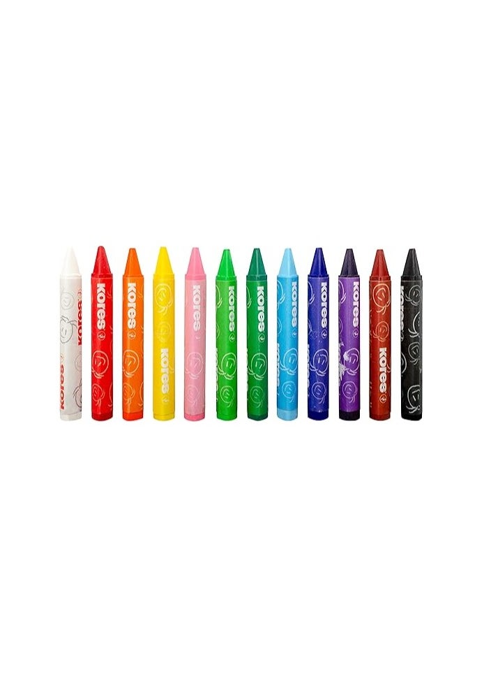 Kores Krayones Wax Crayons, Jumbo Size 14MM, Triangular, Box of 12 Assorted Colours  - Image 2