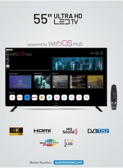 55" Ultra HD Smart LED TV with Remote Control, WebOS Powered, 4K Resolution, Frameless Design, HQ Sound /Support Wi-Fi, Android, Multiple HDMI & USB Ports, Voice Control Compatible, / Smart Features with Netflix, Prime Video, and More, Dolby Audio