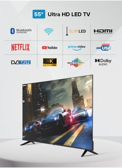 GEEPAS 55" Ultra HD Smart LED TV with Remote Control, WebOS Powered, 4K Resolution, Frameless Design, HQ Sound /Support Wi-Fi, Android, Multiple HDMI & USB Ports, Voice Control Compatible, / Smart Features with Netflix, Prime Video, and More, Dolby Audio  - Image 2