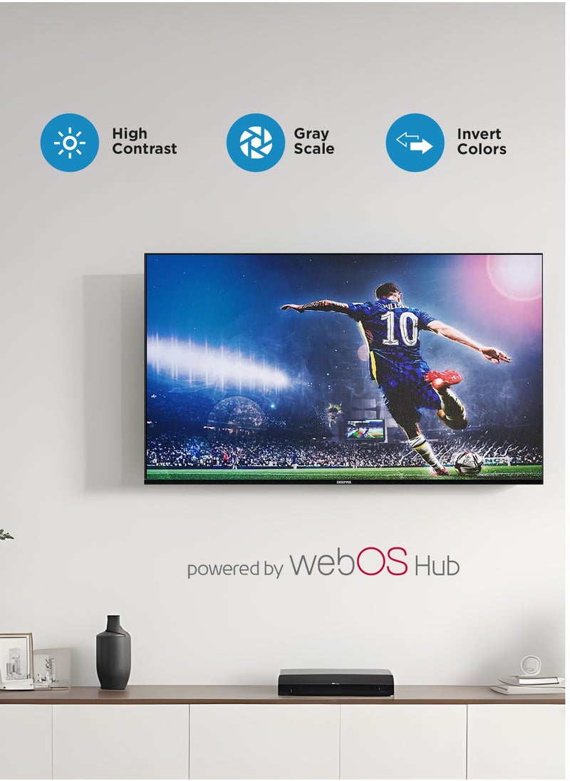 GEEPAS - 55" Ultra HD Smart LED TV with Remote Control, WebOS Powered, 4K Resolution, Frameless Design, HQ Sound /Support Wi-Fi, Android, Multiple HDMI & USB Ports, Voice Control Compatible, / Smart Features with Netflix, Prime Video, and More, Dolby Audio - Image 1