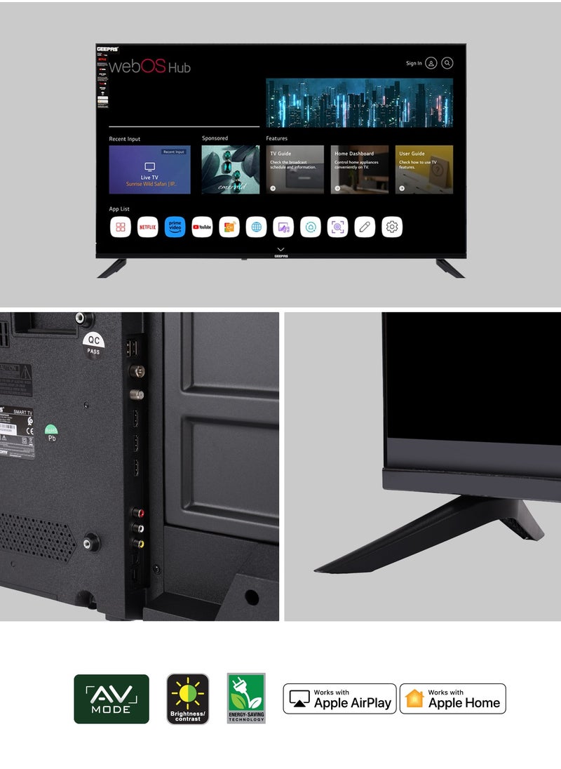 GEEPAS - 55" Ultra HD Smart LED TV with Remote Control, WebOS Powered, 4K Resolution, Frameless Design, HQ Sound /Support Wi-Fi, Android, Multiple HDMI & USB Ports, Voice Control Compatible, / Smart Features with Netflix, Prime Video, and More, Dolby Audio - Image 1