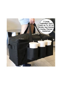 XICEN Freshie Insulated Food Delivery Bag with Cup Holders / Drink Carriers Premium, Commercial Quality Hot and Cold  - Image 3