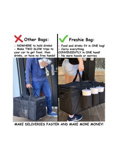 XICEN Freshie Insulated Food Delivery Bag with Cup Holders / Drink Carriers Premium, Commercial Quality Hot and Cold  - Image 2