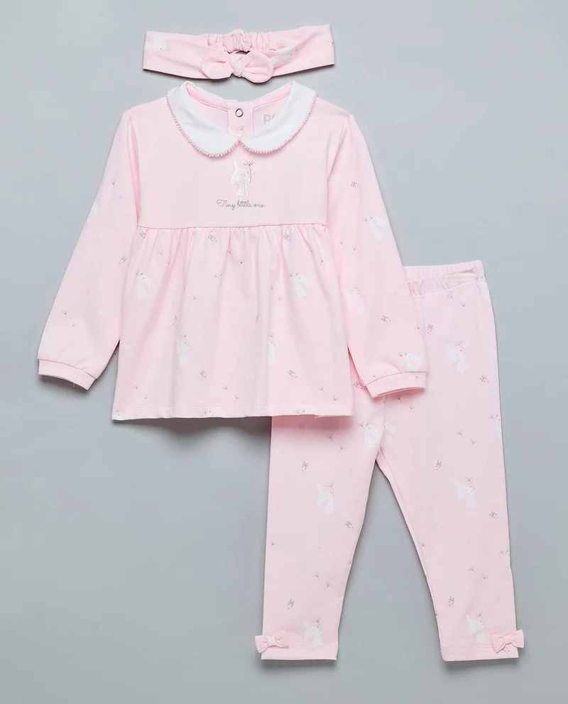 R&B Printed Clothing Set With Headband