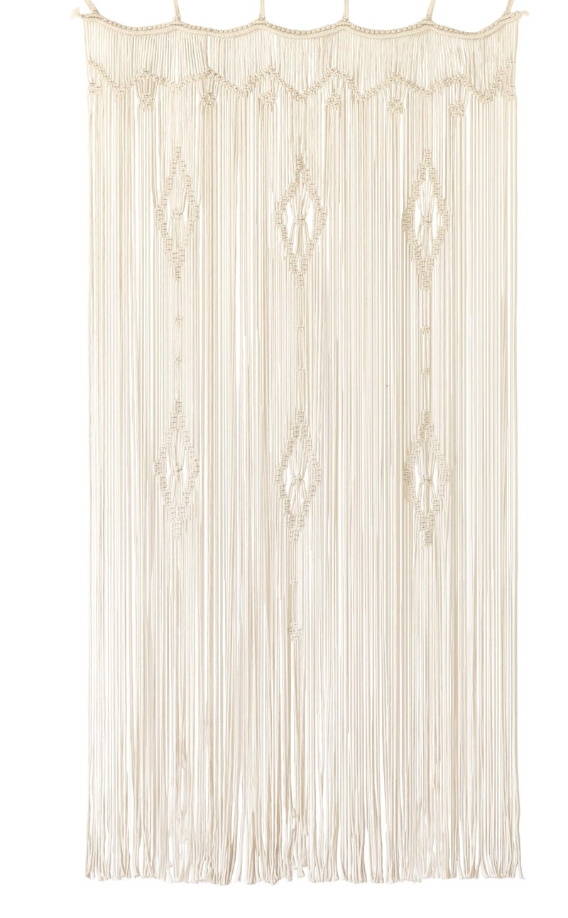 IOWER Macrame Curtain Long Cotton Window Panel Boho Curtains for Bedroom Wedding Backdrop Room Divider Doorway Closet Apartment 35''W x 70''L - Image 1