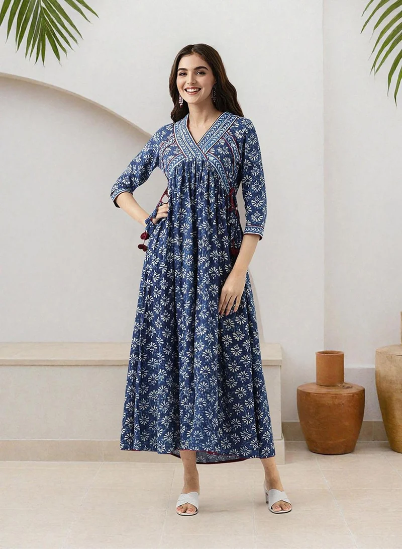 ISHIN Women Indigo Cotton Dress