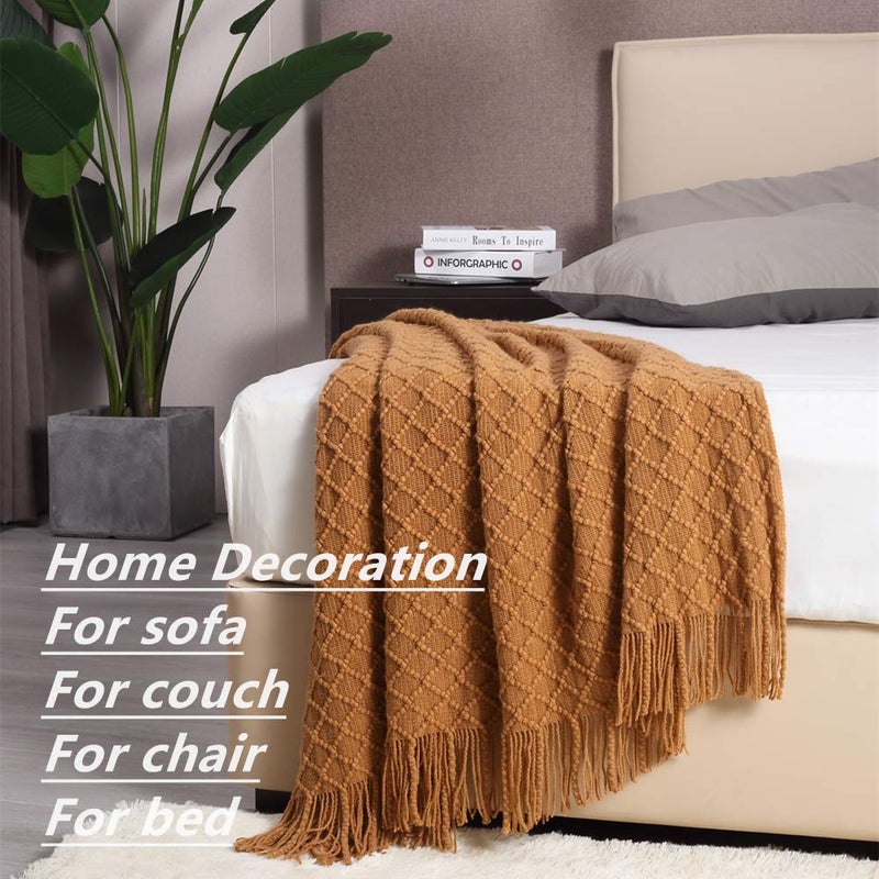 CREVENT Home Farmhouse Decor Rustic Couch Sofa Chair Bed Throw Blanket, Soft Warm Light Weight for Travelling in Spring Summer (50''X60'' Brown) - Image 3