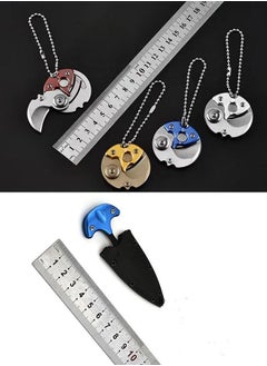ZCM-HAPPY 2-Piece Outdoor Camping Chain Necklace Knife and Mini Folding Knife Keychain Pocket Knife Coin Knife  - Image 3