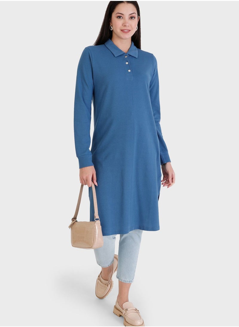 Refka by modanisa - Button Detail Knitted Tunic - Image 1