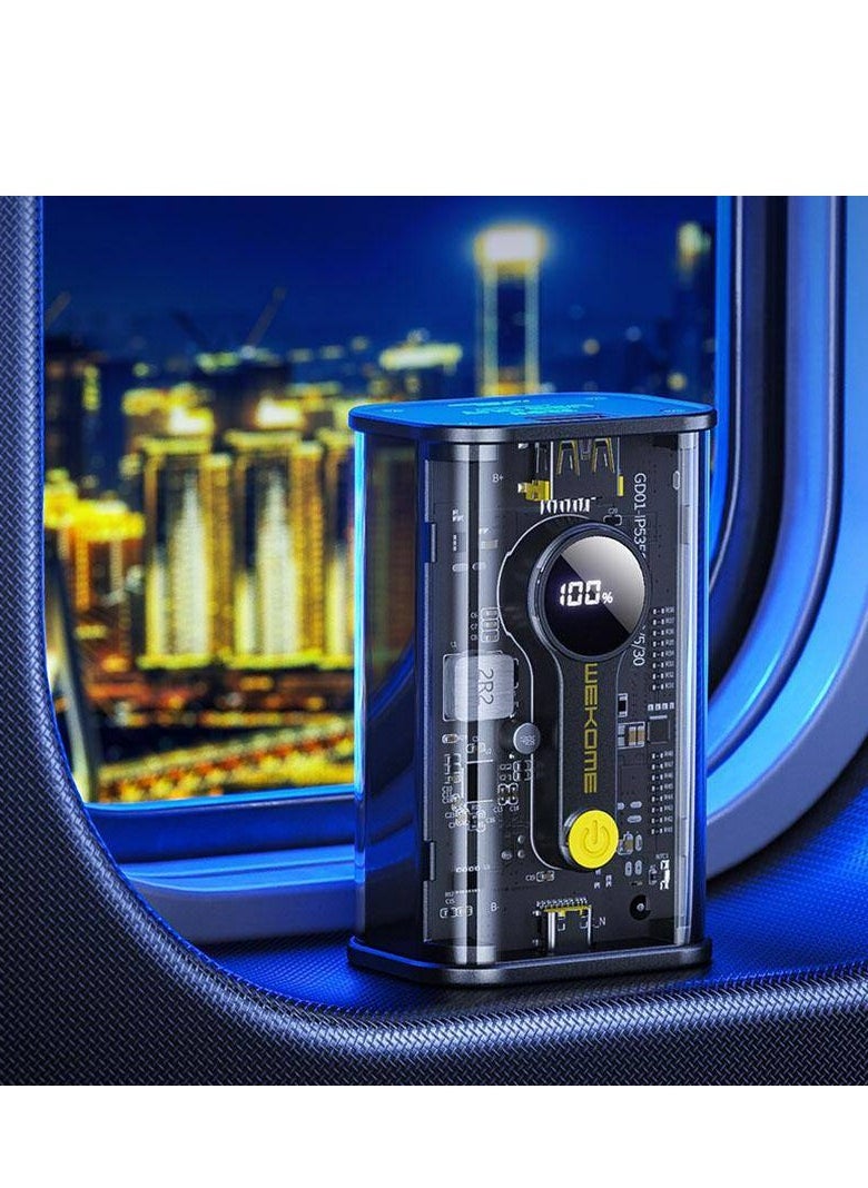 xinzhen - "Transparent Power Bank P108 - 10000mAh, Ultra-Fast Charging 22.5W/PD20W, Digital LED Display, LED Light Yellow - Image 1