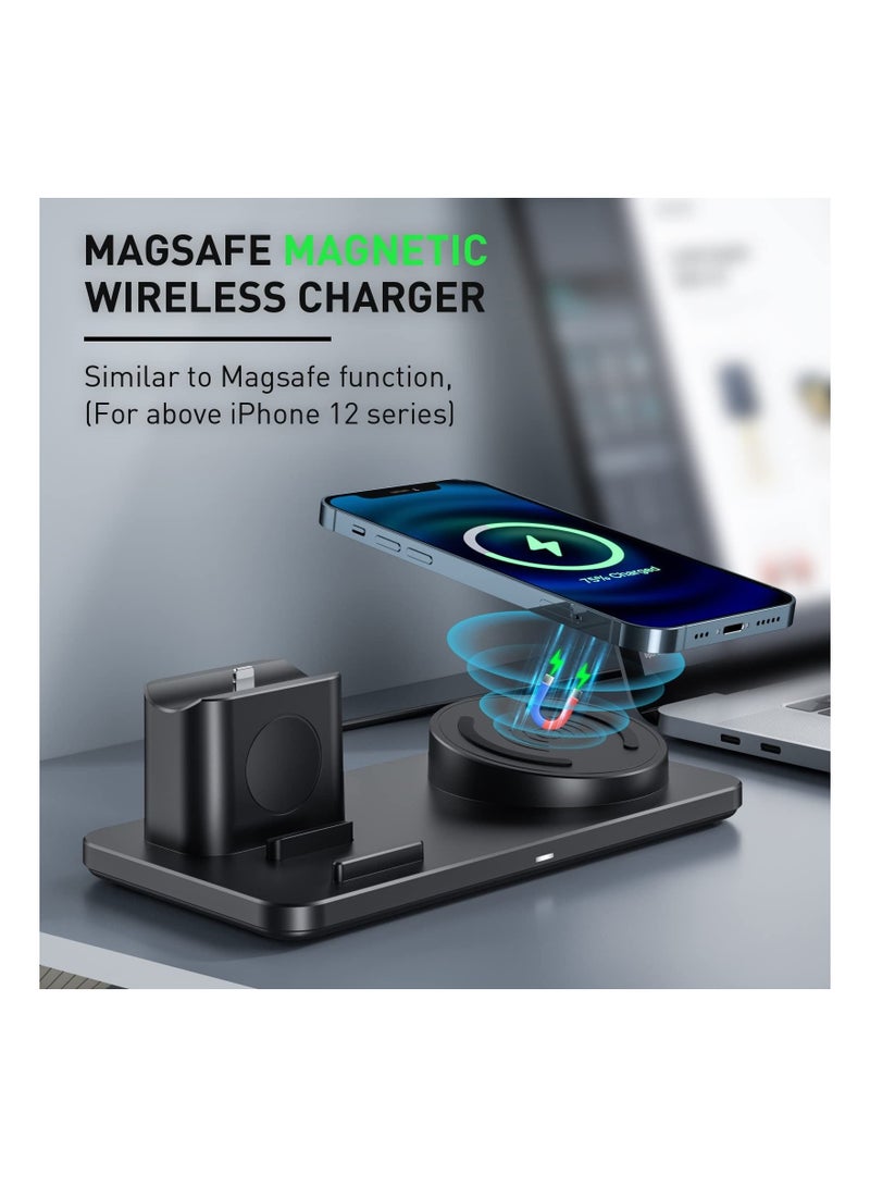 Captaintech 3-in-1 Apple Wireless Charging Station Apple Charging Dock Wireless Charger with Magsafe Apple Magsafe Charger for Iphone Apple Watch Series Se/7/6/5/4/3/2/1, - Image 2