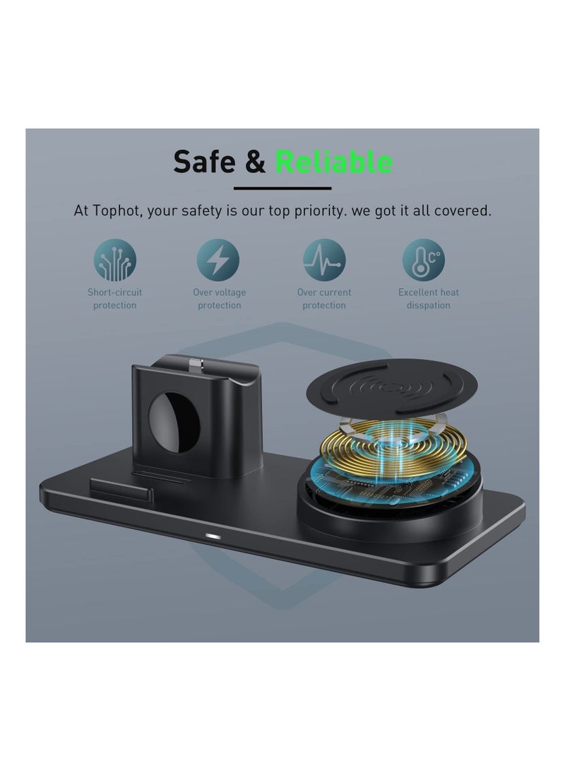 Captaintech 3-in-1 Apple Wireless Charging Station Apple Charging Dock Wireless Charger with Magsafe Apple Magsafe Charger for Iphone Apple Watch Series Se/7/6/5/4/3/2/1, - Image 3