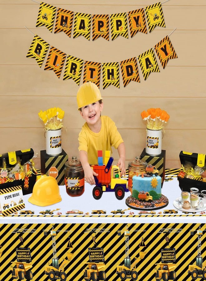 Inspireyee 4 Pack Construction Happy Birthday Tablecloth Dump Truck Birthday Table Covers Tractor Plastic Tablecloth Construction Themed Birthday Party Decoration Supplies for Kids Boy 51''x86'' - Image 2