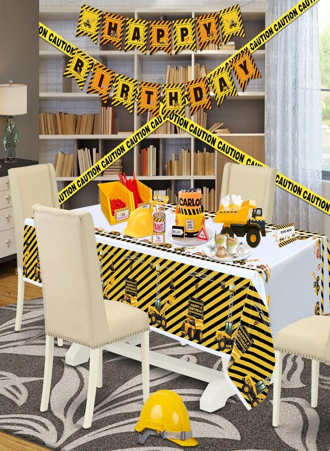 Inspireyee 4 Pack Construction Happy Birthday Tablecloth Dump Truck Birthday Table Covers Tractor Plastic Tablecloth Construction Themed Birthday Party Decoration Supplies for Kids Boy 51''x86'' - Image 4