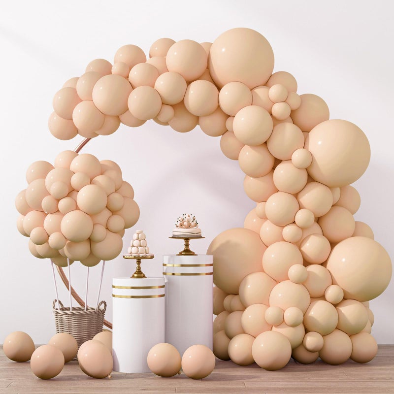 RUBFAC 129pcs Nude Balloons Different Sizes 18 12 10 5 Inch Boho Beige Apricot Balloon Garland Arch Kit for Party Decoration Gender Reveal Graduation Wedding Anniversary Baby Shower Party Supplies - Image 2
