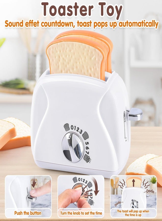 Play Kitchen Appliances Toys, Kids Kitchen Playset Accessories, Pretend Play Toy Sets with Coffee Maker, Mixer, Toaster with Realistic Lights & Sounds, Gifts for Boys Girls Toddlers Ages 3+, White - Image 5