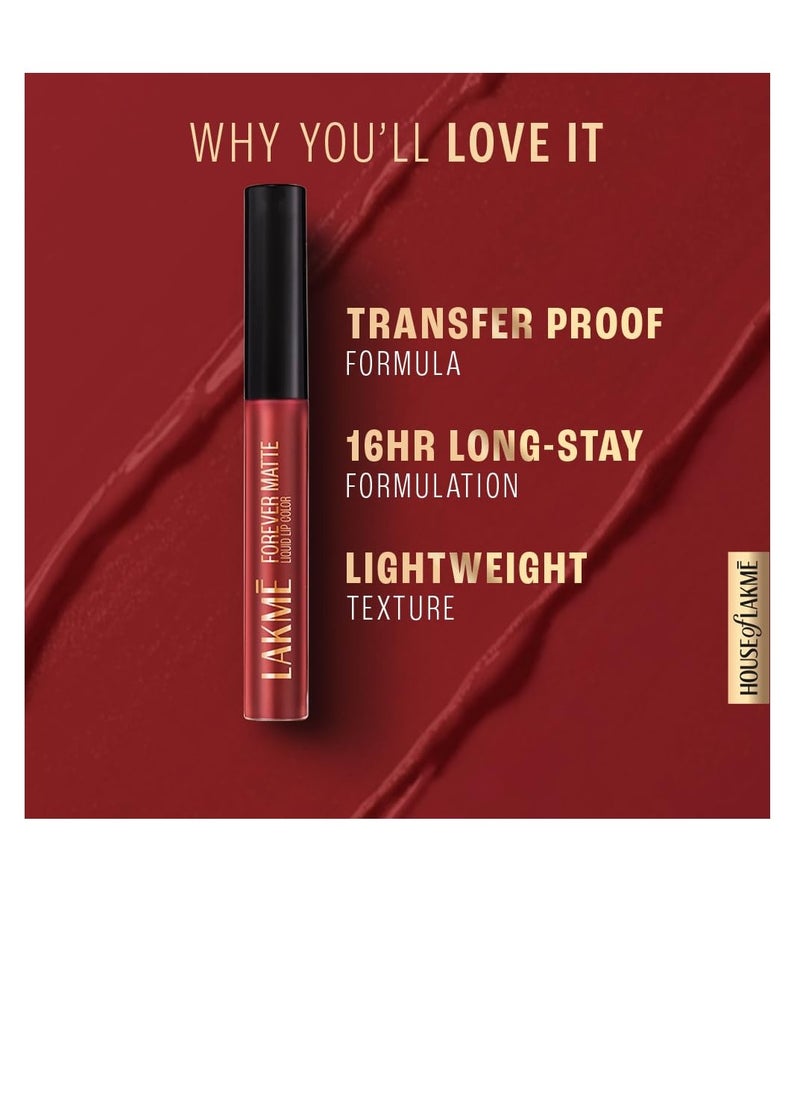 LAKME - LAKMÉ Forever Matte Liquid Lip Colour Pink  Punch 5.6 Ml - Image 1