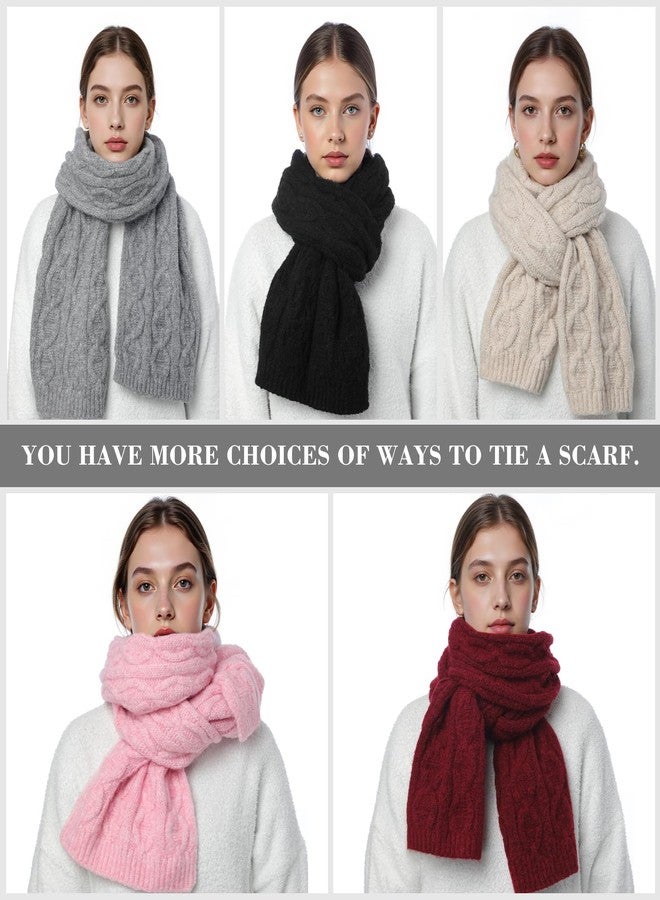 TOBEHIGHER Winter Scarf for Women, Chunky Ribbed Knit Soft Long Wrap Cold Weather Stocking Stuffers Thick Warm Large Scarves Red - Image 5
