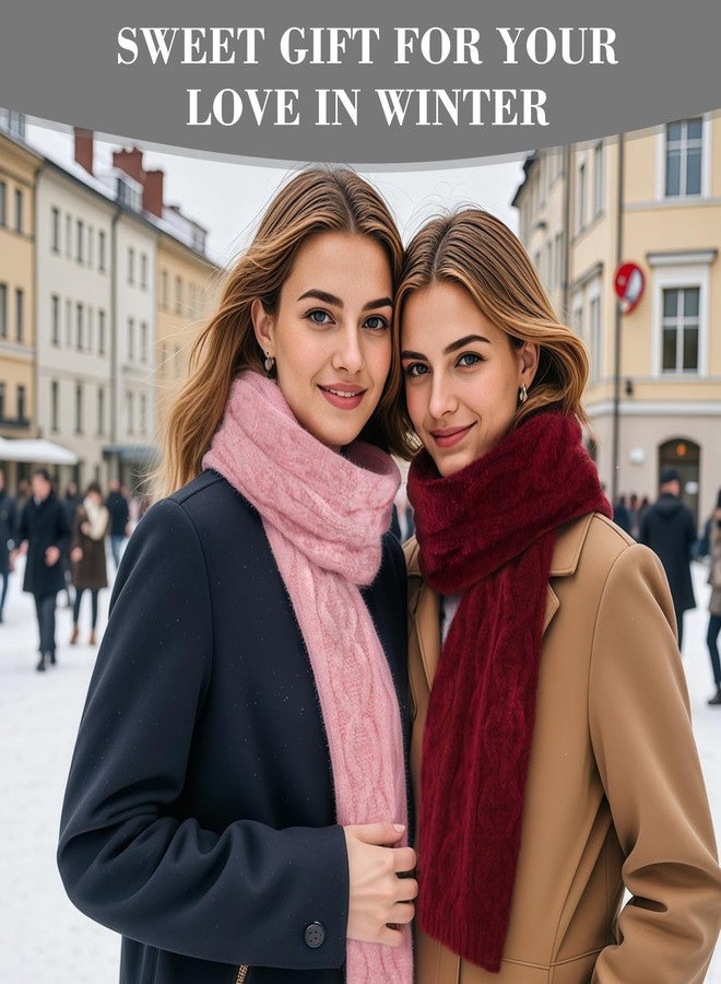 TOBEHIGHER Winter Scarf for Women, Chunky Ribbed Knit Soft Long Wrap Cold Weather Stocking Stuffers Thick Warm Large Scarves Red - Image 3