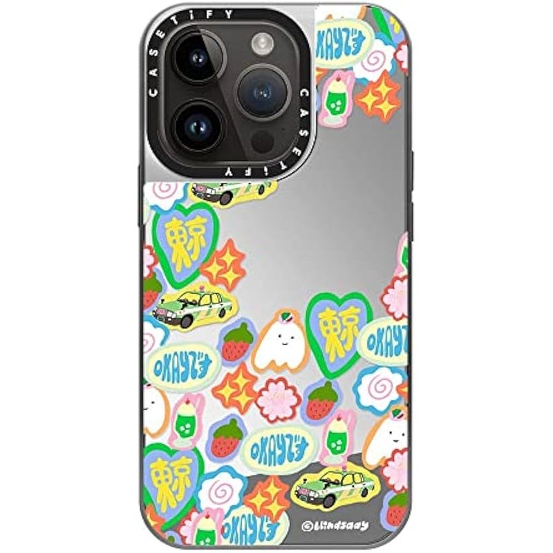 كاستيفي CASETiFY Mirror Case for iPhone 14 Pro Compatible with Magsafe - blindsaay- Tokyo Forever - Silver on Silver - Image 3