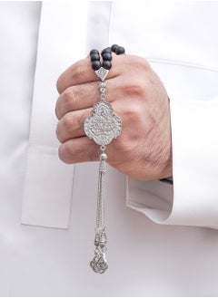 Subhati Gandeel Prayer Beads ( Misbah ) with metal Parts and Onyx Stone | 8 MM Beads - 45  - Image 1
