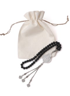 Subhati Gandeel Prayer Beads ( Misbah ) with metal Parts and Onyx Stone | 8 MM Beads - 45  - Image 3