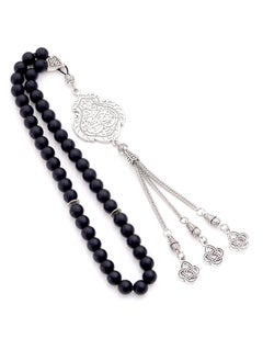 Subhati Gandeel Prayer Beads ( Misbah ) with metal Parts and Onyx Stone | 8 MM Beads - 45  - Image 2