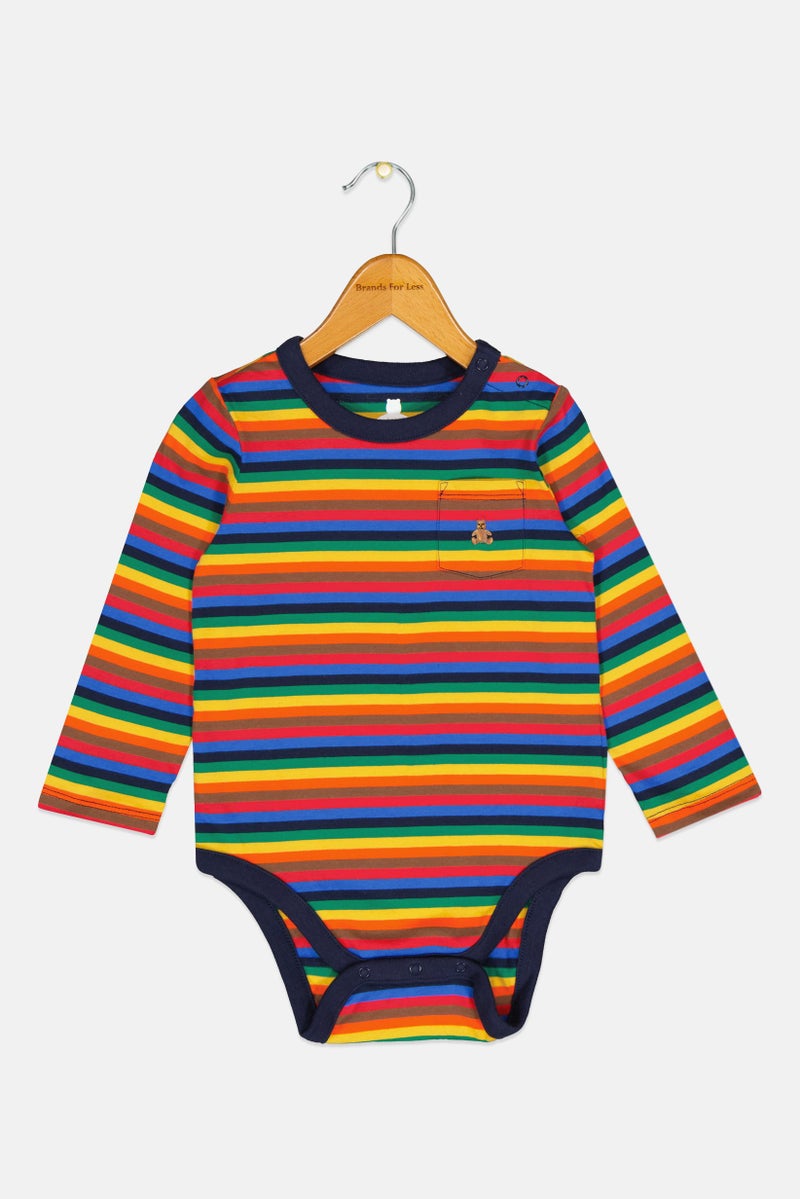 GAP Toddlers Boy Striped Long Sleeves Romper, Multicolor - Image 1