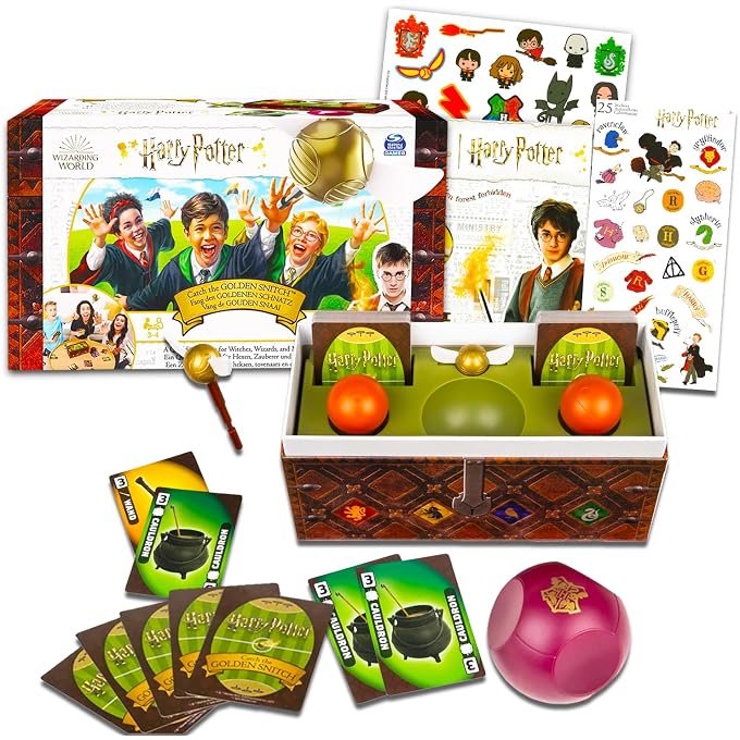 Harry Potter Catch The Golden Snitch Board Game - Bundle of Board Game with Golden Snitch Plus Stickers, More | Games for Birthday Party - Image 1
