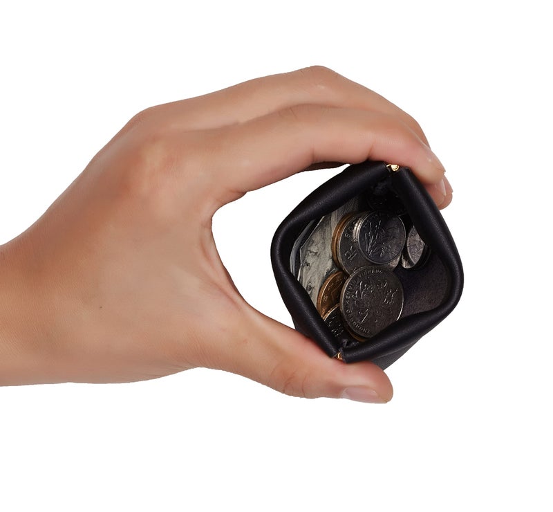 Travelambo Leather Squeeze Coin Purse Pouch Change Holder For Men & Women (01 Vintage Black) - Image 4