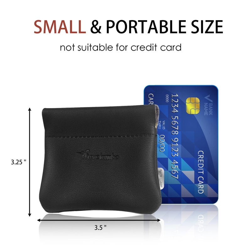 Travelambo Leather Squeeze Coin Purse Pouch Change Holder For Men & Women (01 Vintage Black) - Image 5
