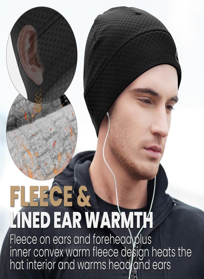AOPREL Skull Cap for Men Women Unidirectional Moisture Absorption & Sweat Wicking Quick-Dry Running Hat Beanie, Thermal Helmet Liner, Black, One size - Image 3