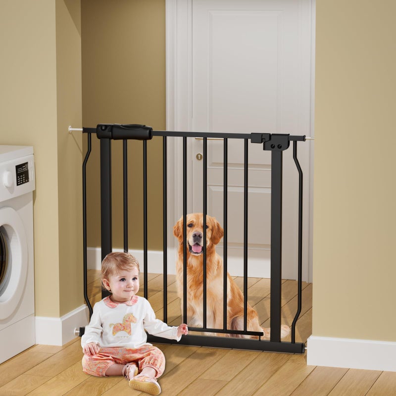 HOOOEN HOOOEN Narrow Baby Gates for Stairs Doorways Auto Close Tension White Metal Child Pet Safety Gates with Pressure Mount 2934 Inch Wide 