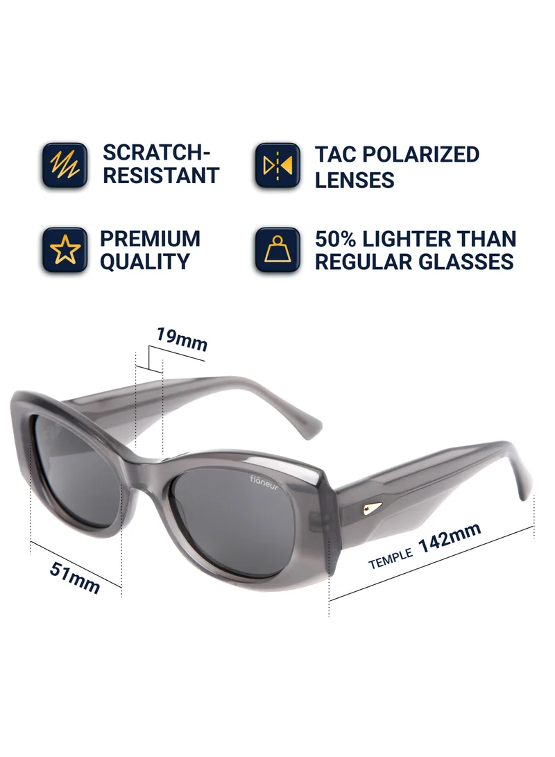 flâneur Flaneur Polarized Sunglasses - Cats Eye Big Frame Glasses, UV Protection Shades, Trendy Eyewear for Women & Men, Scratch-Resistant, Designer Accessories, Stylish Goggles with Polarized Lens