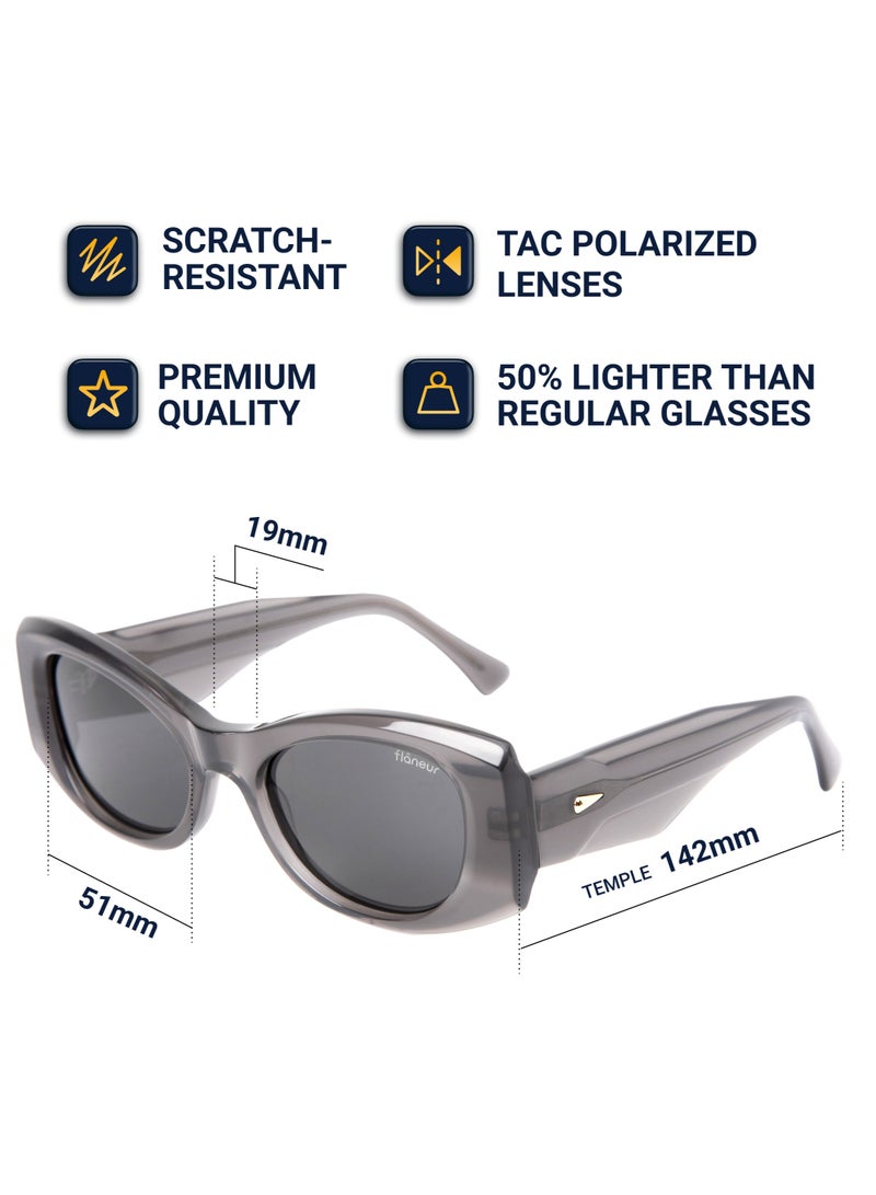 flâneur Flaneur Polarized Sunglasses - Cats Eye Big Frame Glasses, UV Protection Shades, Trendy Eyewear for Women & Men, Scratch-Resistant, Designer Accessories, Stylish Goggles with Polarized Lens - Image 4