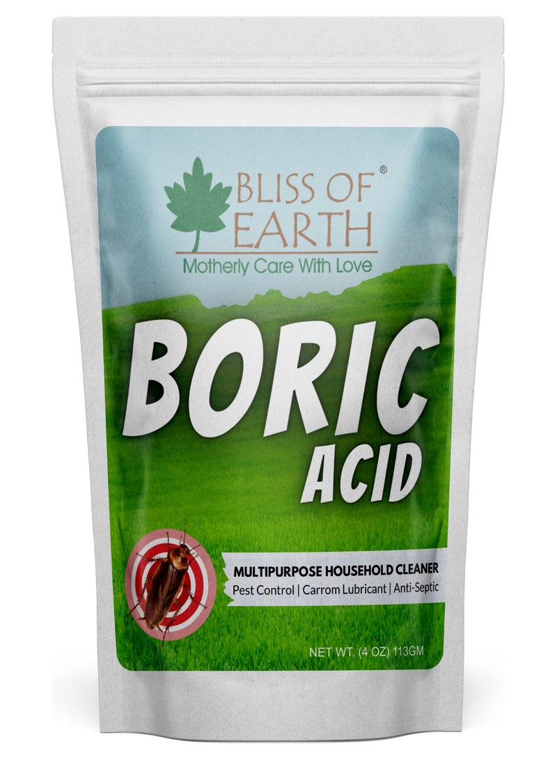 BLISS OF EARTH Boric Acid Powder Multipurpose, Kills Cockroach & Ants, Rice Preservative, 113g - Image 1