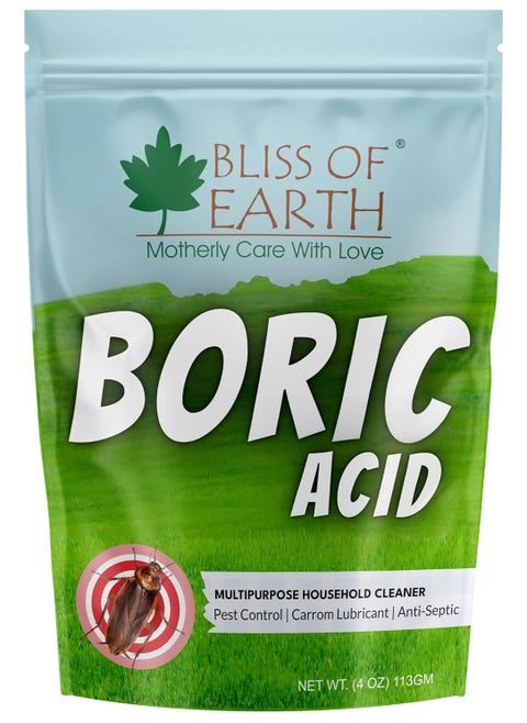 Bliss of Earth 4 OZ Boric Acid Powder Multipurpose kill Cockroach & Ants Rice Preservative Carrom Powder 113GM