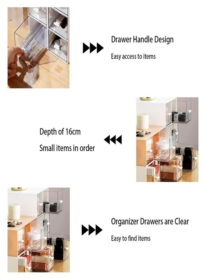 LZDGCC Plastic Tea Bag Organizer with 3 Drawers, Desk Drawer Organizer, Stackable Storage Drawers, White Tea Box, Makeup Organizer, Clear Tea Bag Storage, Coffee Storage for Tea Bags, Sugar Packets, Cosmetic - Image 3