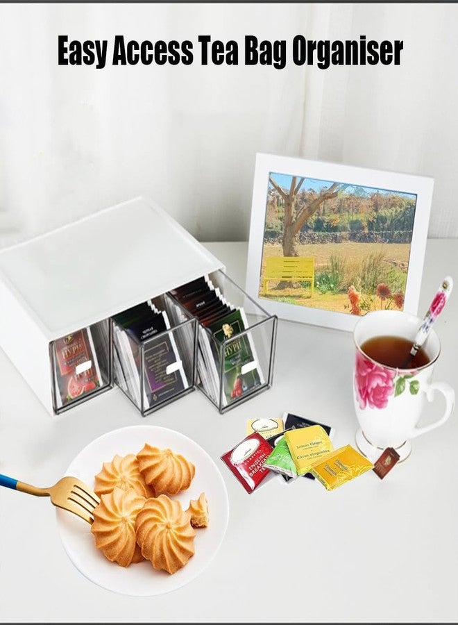 LZDGCC Plastic Tea Bag Organizer with 3 Drawers, Desk Drawer Organizer, Stackable Storage Drawers, White Tea Box, Makeup Organizer, Clear Tea Bag Storage, Coffee Storage for Tea Bags, Sugar Packets, Cosmetic - Image 4