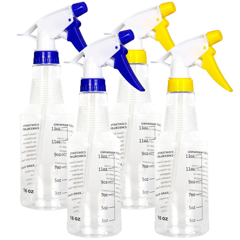Youngever 4 Pack Empty Spray Bottles, 16 Ounce Spray Bottles for Cleaning Solutions, Pressurized Sprayer, Adjustable Nozzle, Printed Measurements and Checkbox - Image 1