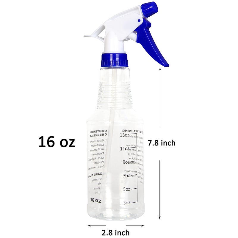 Youngever 4 Pack Empty Spray Bottles, 16 Ounce Spray Bottles for Cleaning Solutions, Pressurized Sprayer, Adjustable Nozzle, Printed Measurements and Checkbox - Image 2